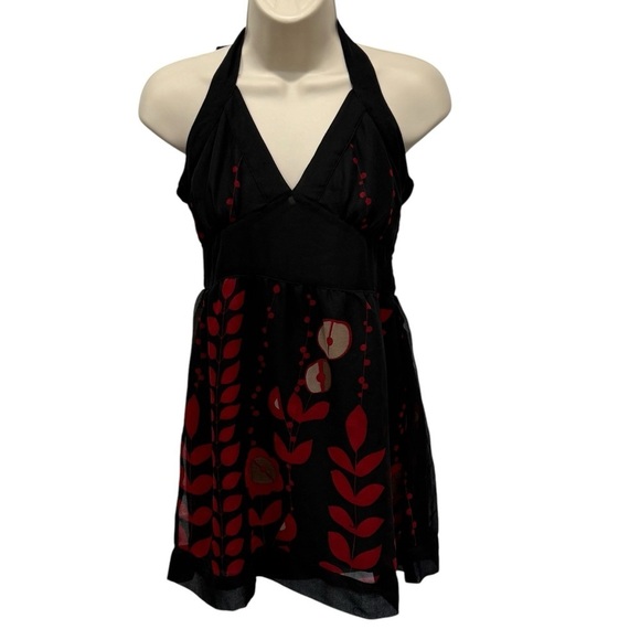 Black Red Baby Doll Halter Sheer Overlay Pink Collection Small Y2K - Picture 1 of 7